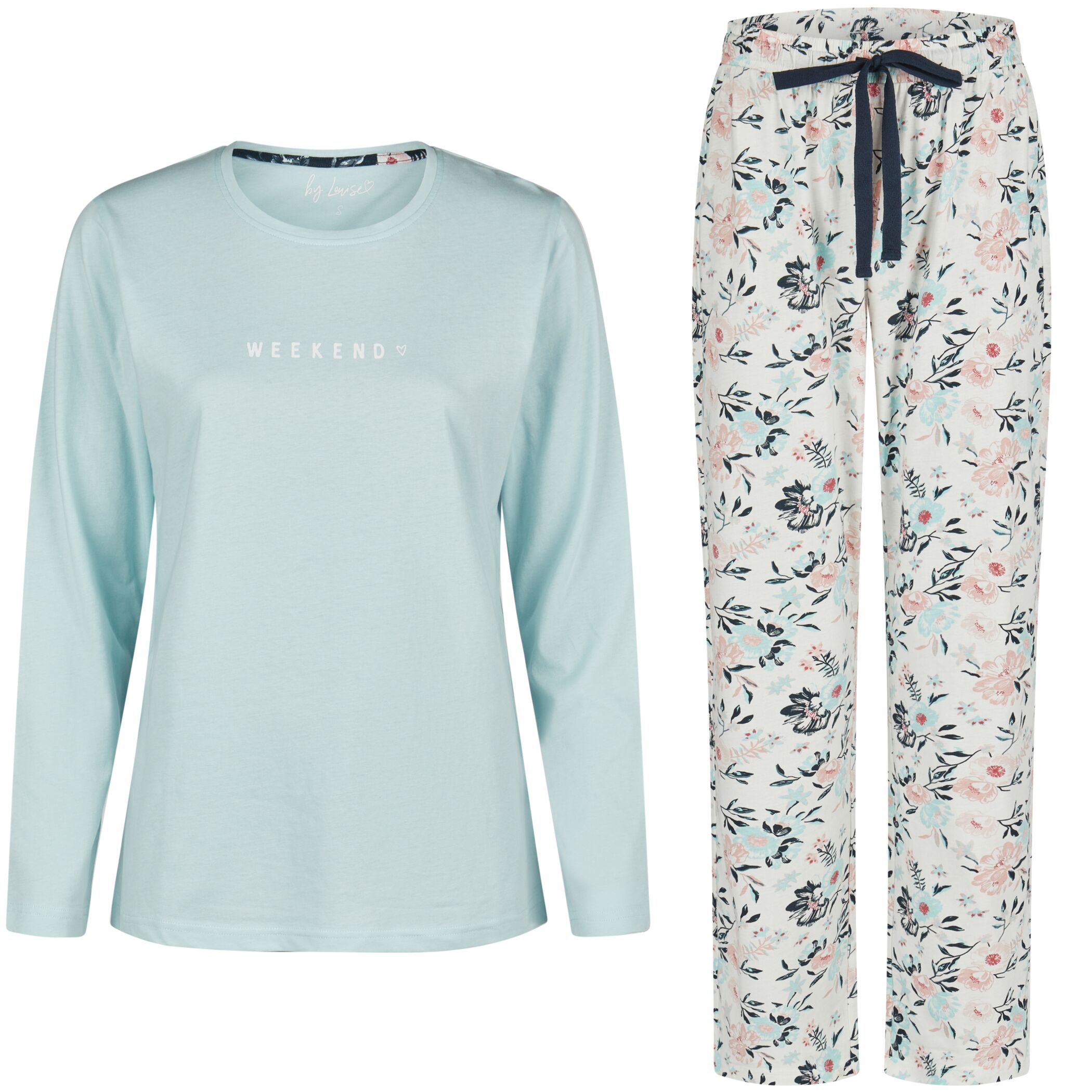 Ladies long-sleeved sleepshirt navy print