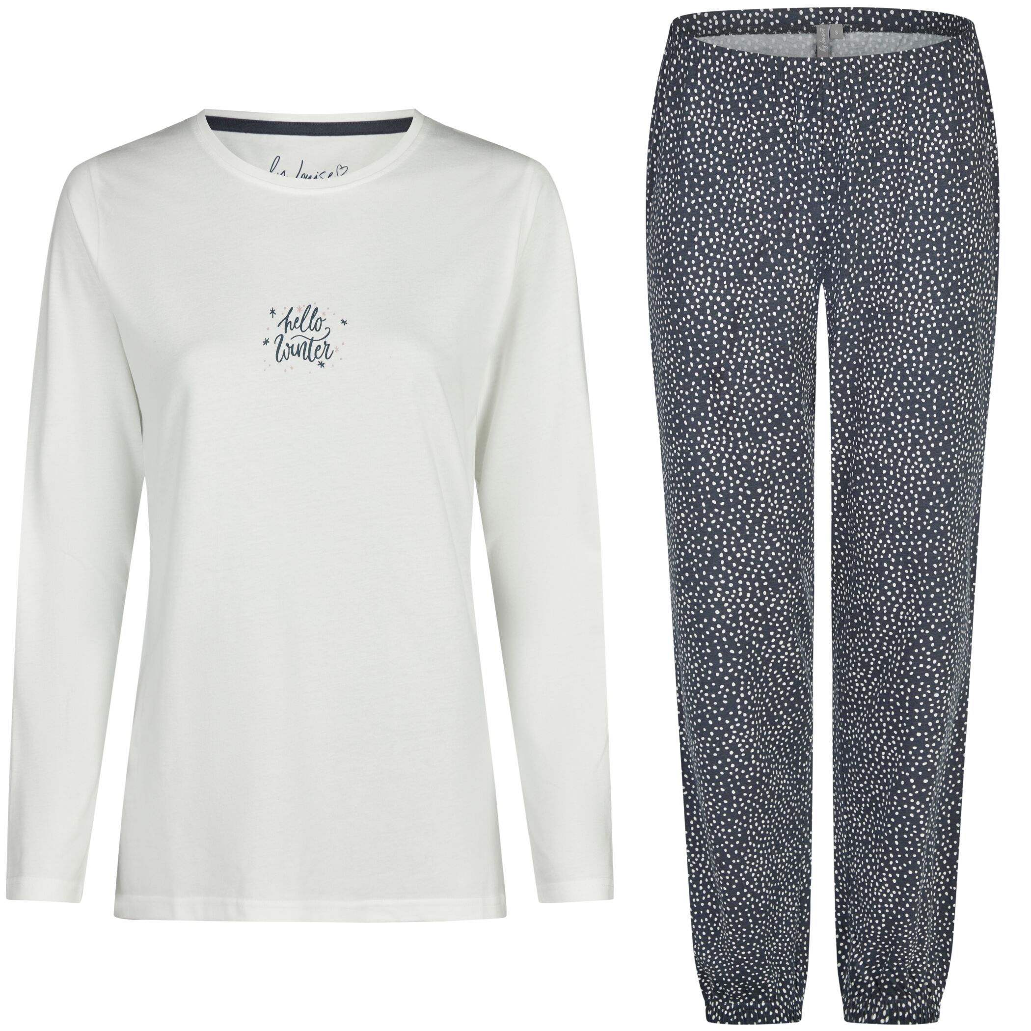 Damen Pyjama Interlock Weiss + Kuschelsocken