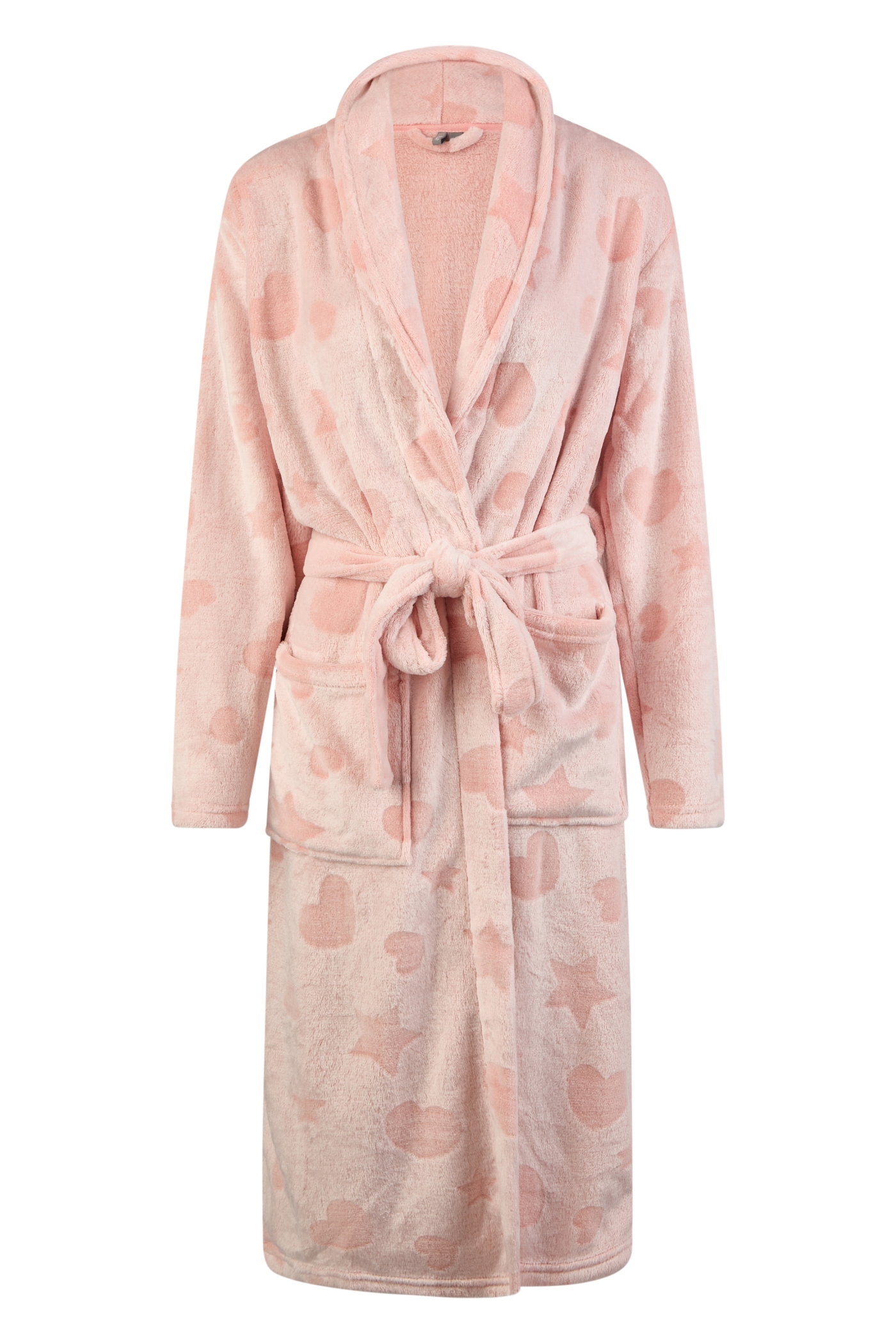 Damen Bademantel Rosa Herzen