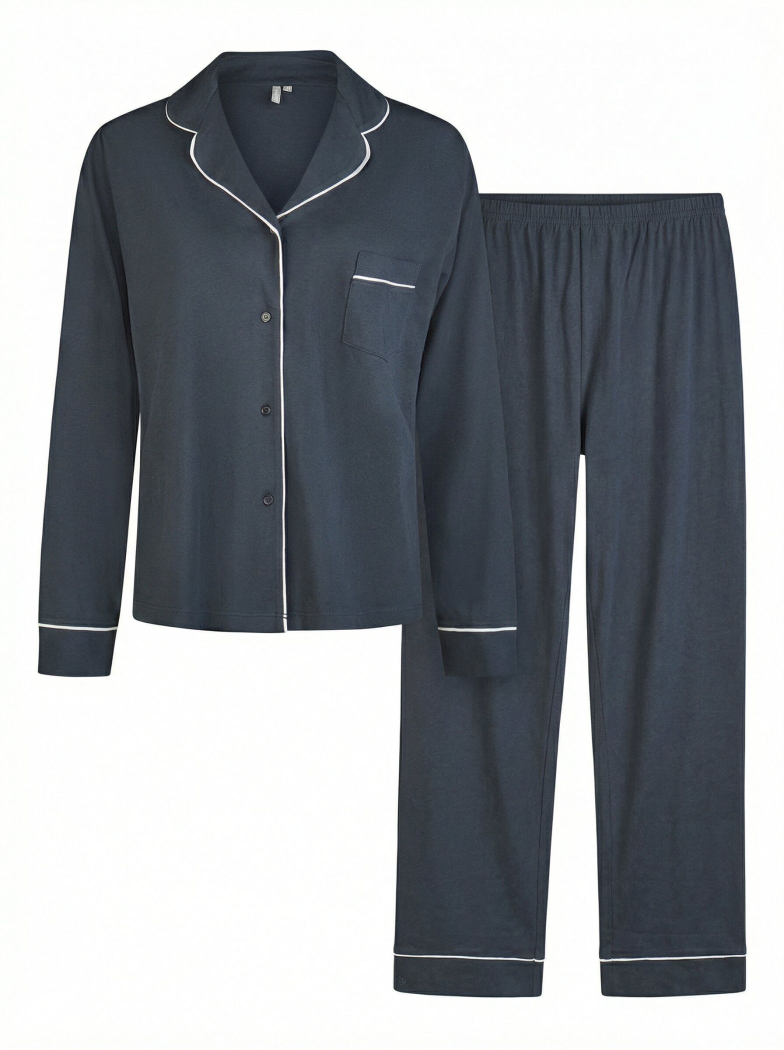 Damen Pyjama Button Down Set Navy