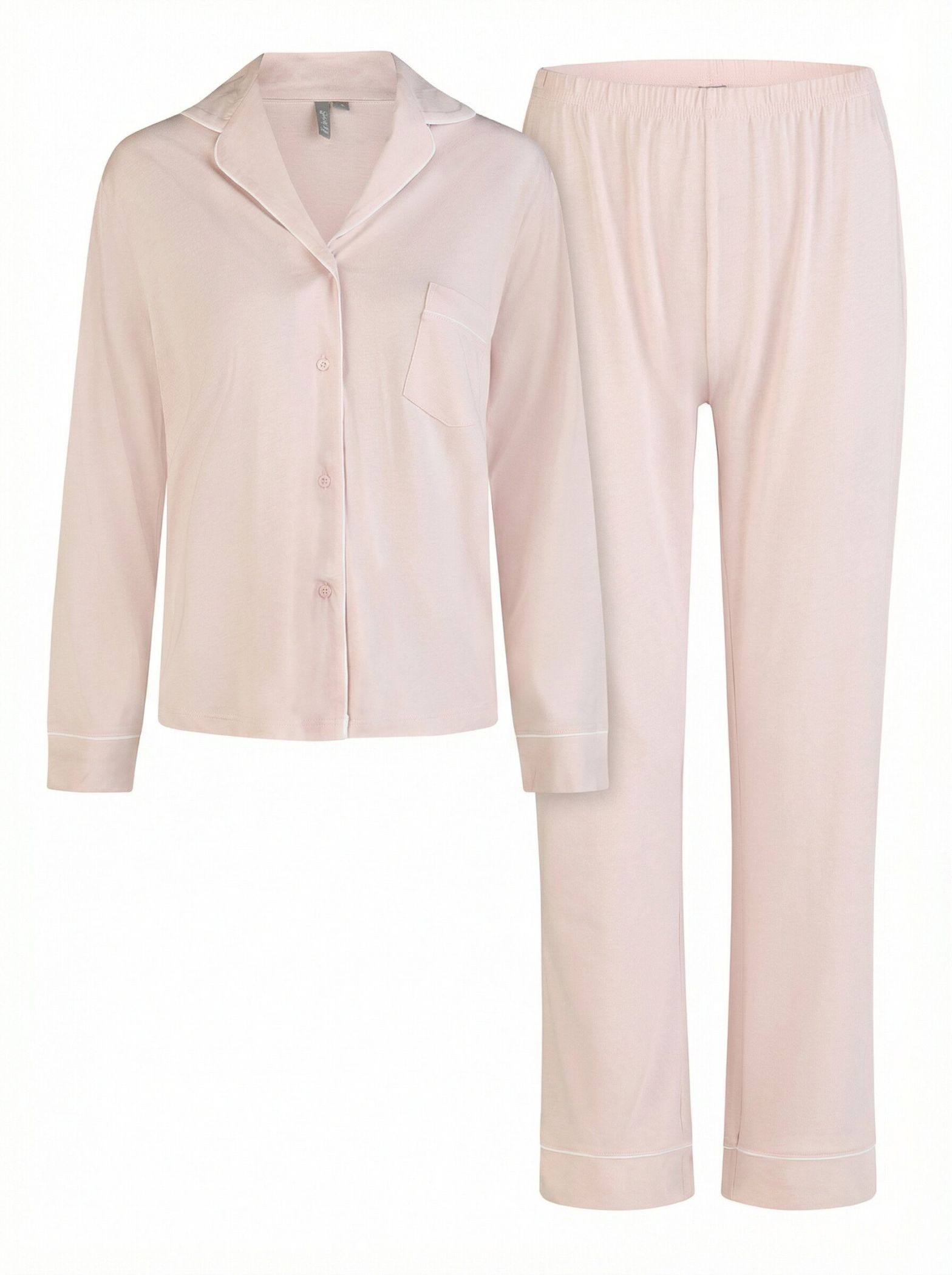 Damen Pyjama Button Down Set Rosa