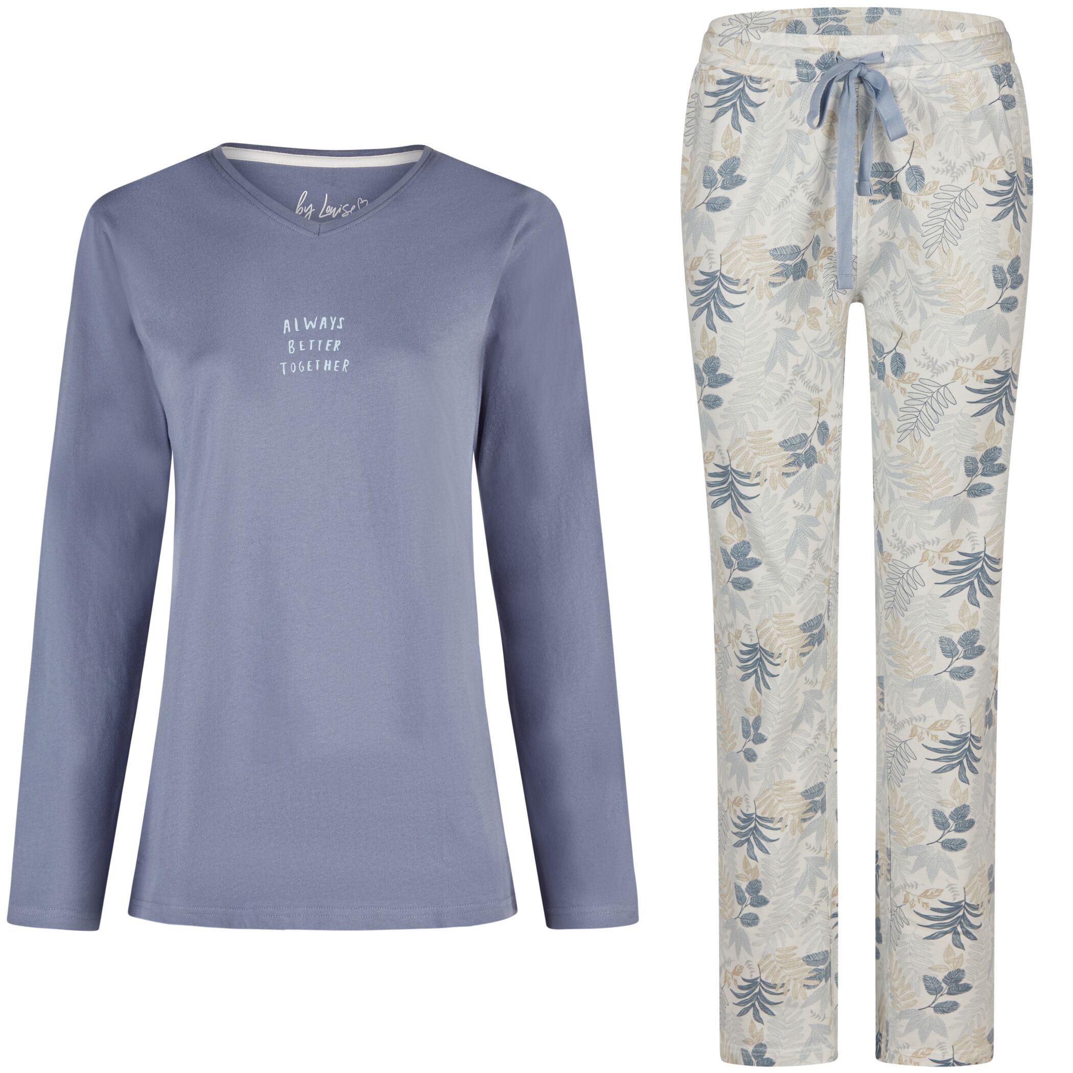 Ladies long-sleeved sleepshirt navy print