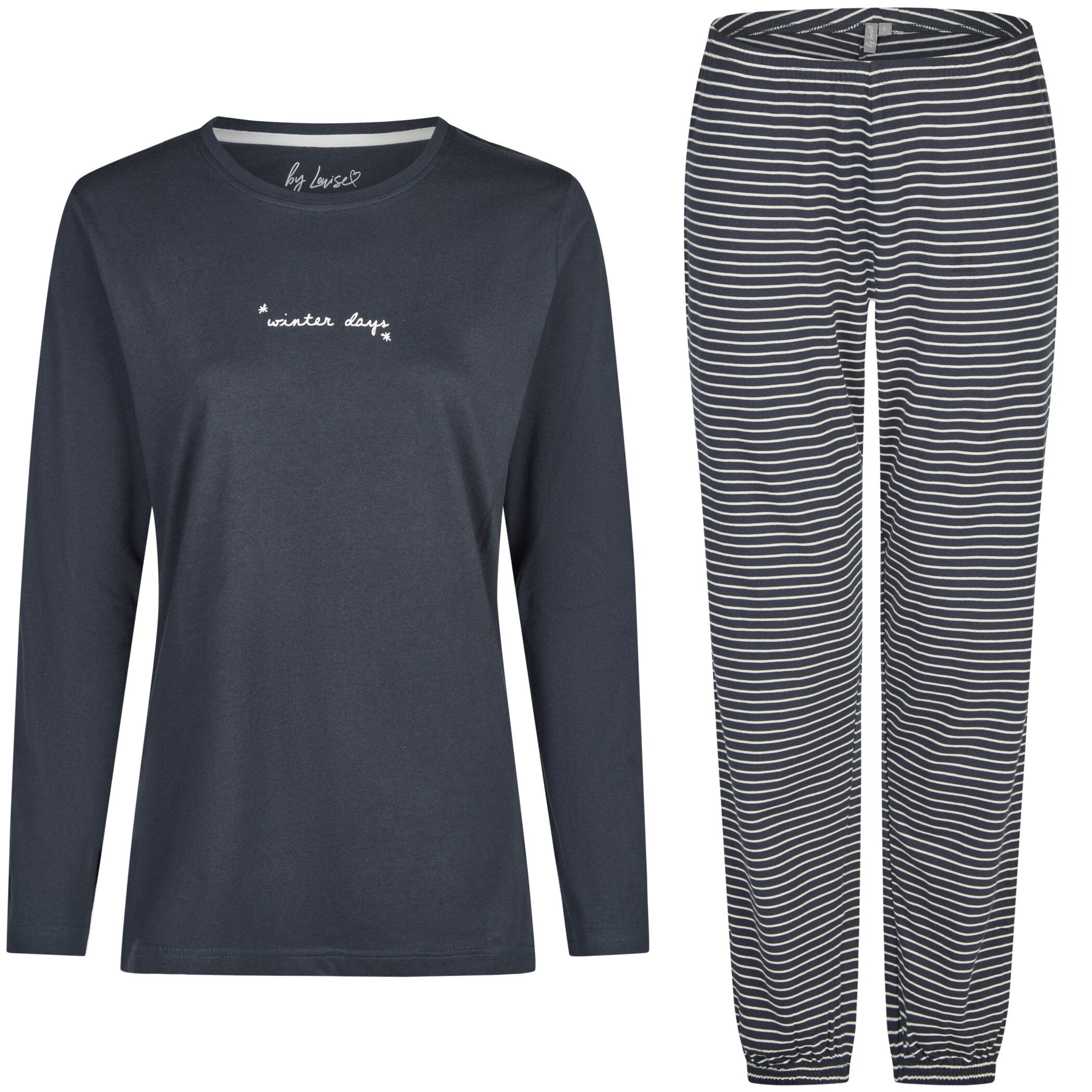 Damen Pyjama Interlock Grau + Kuschelsocken