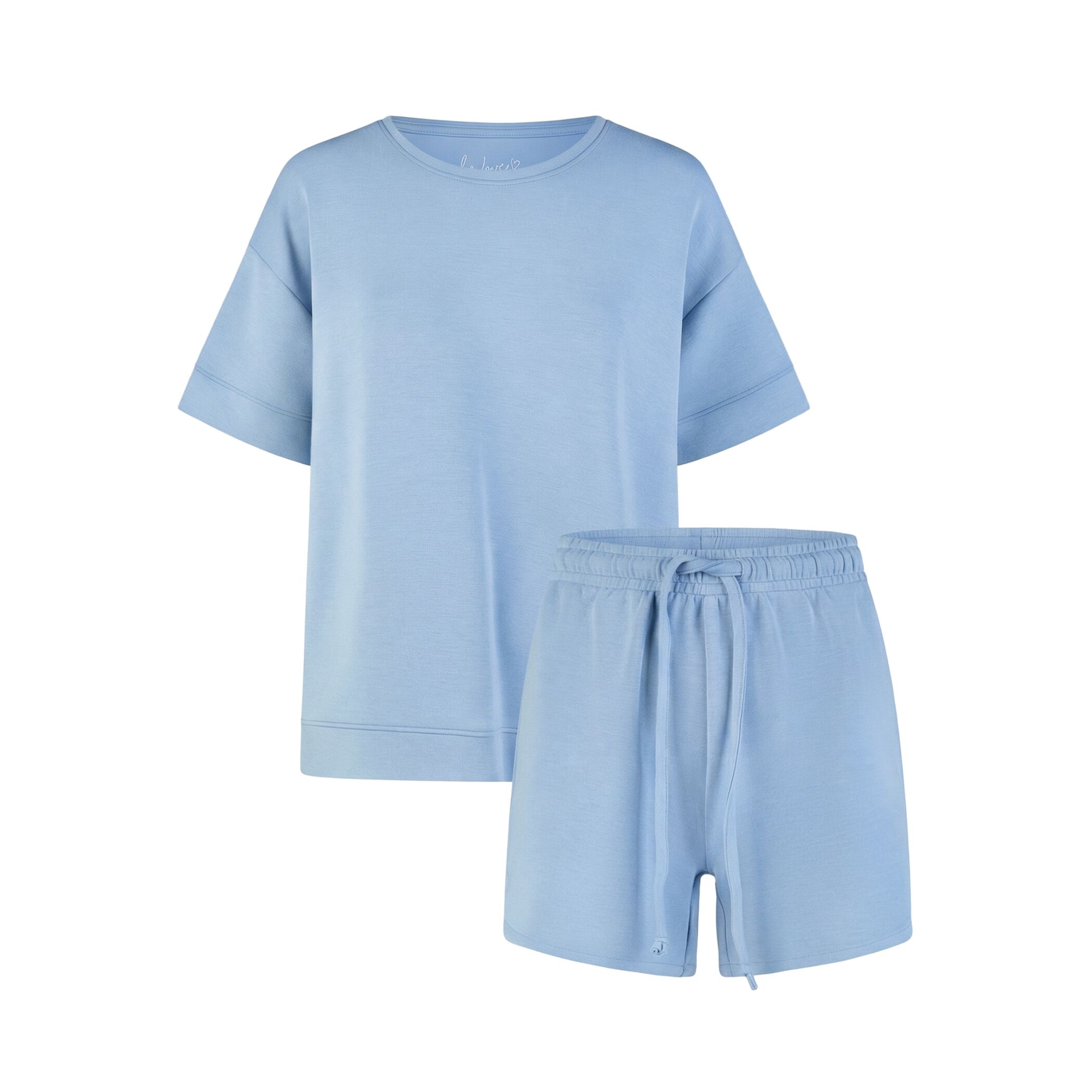 Damen Pyjama Kurz Blau