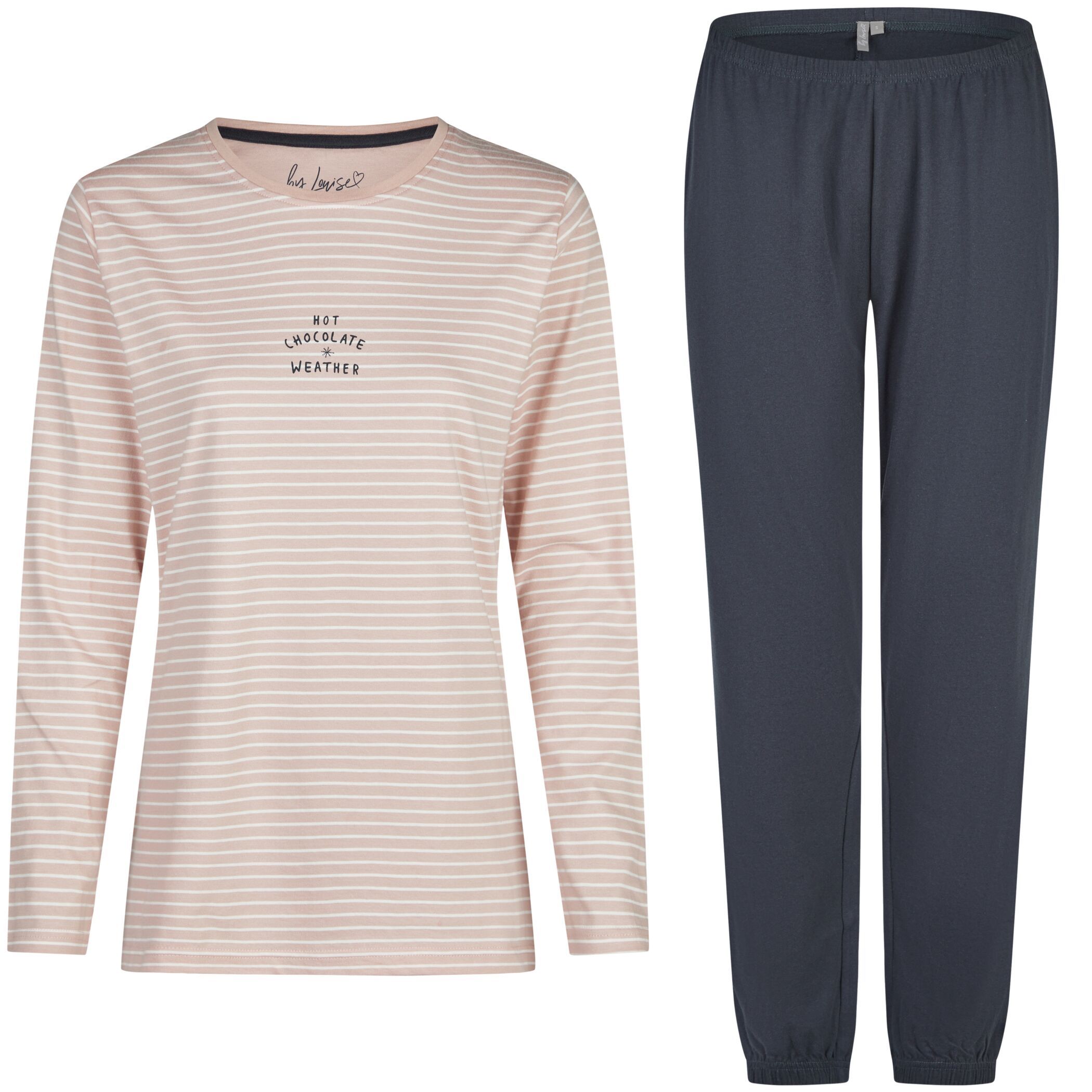 Damen Pyjama Interlock Rosa Grau + Kuschelsocken