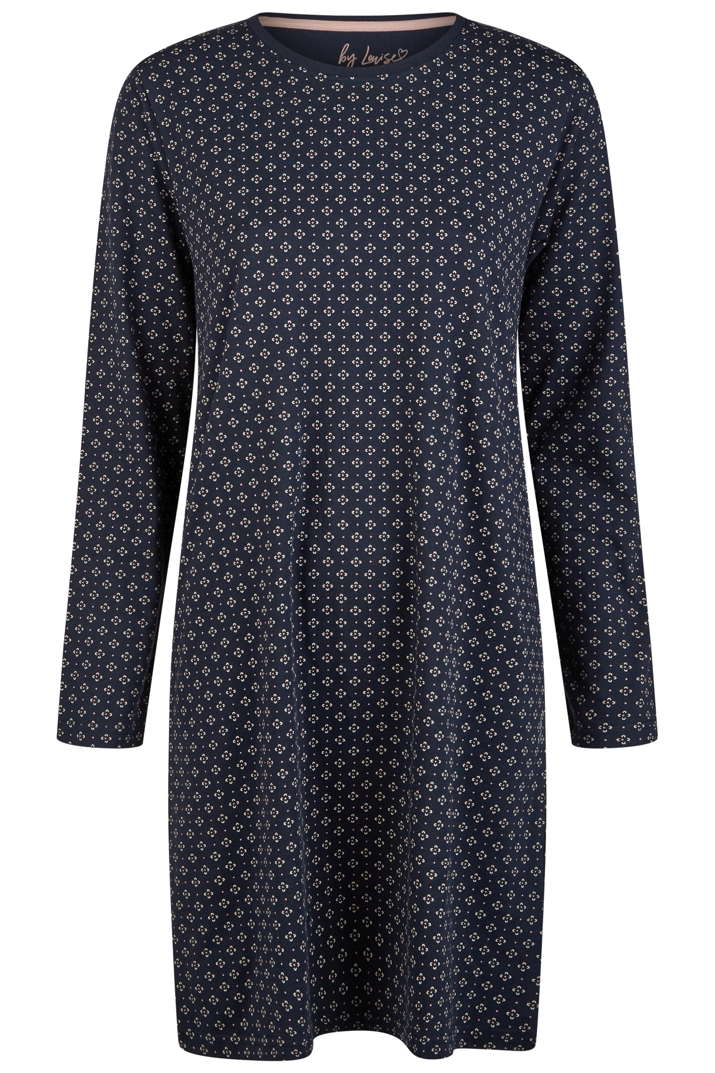 Damen Langarm Sleepshirt navy print