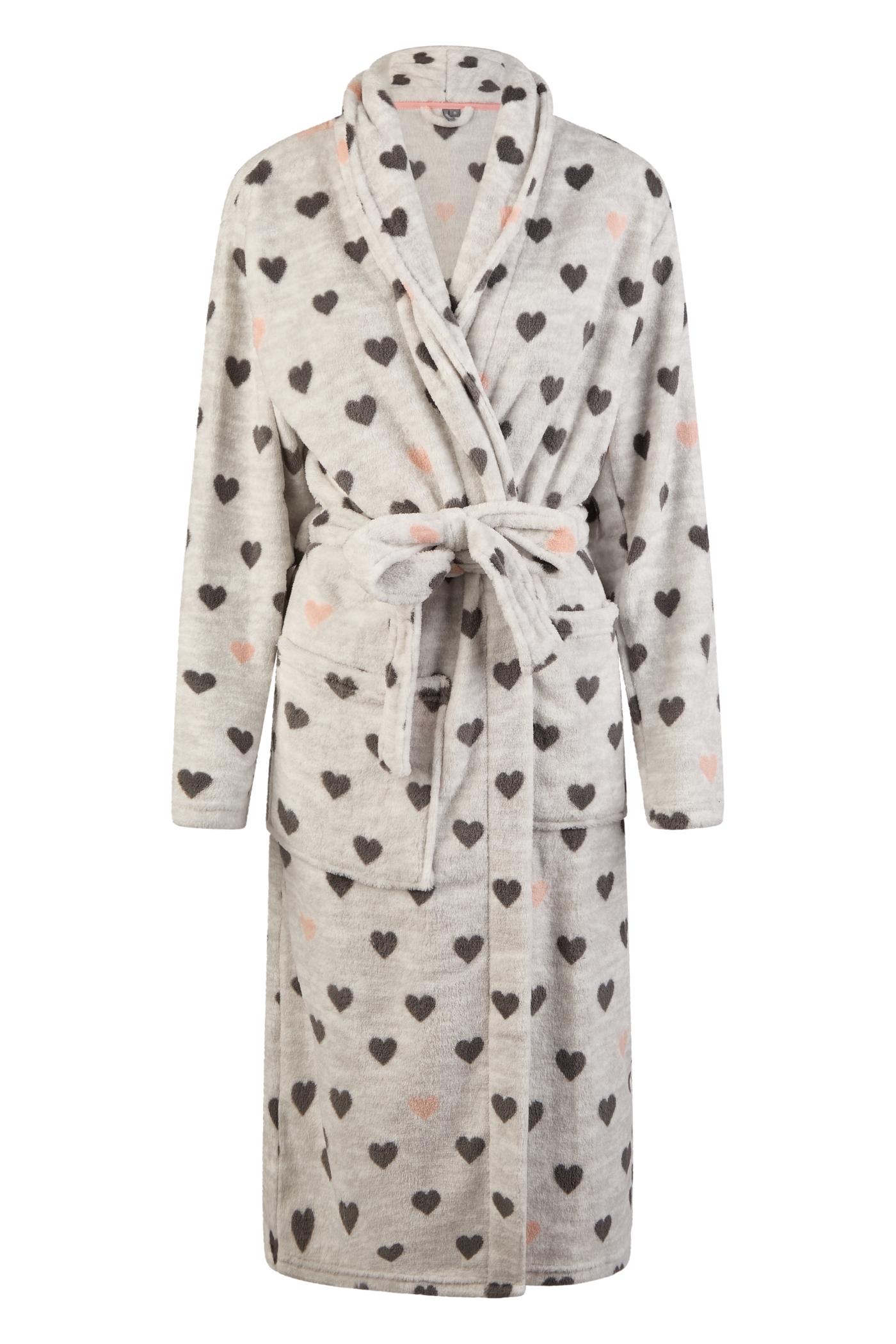 Damen Bademantel Grau Herzen Damen Bademantel Grau Herzen