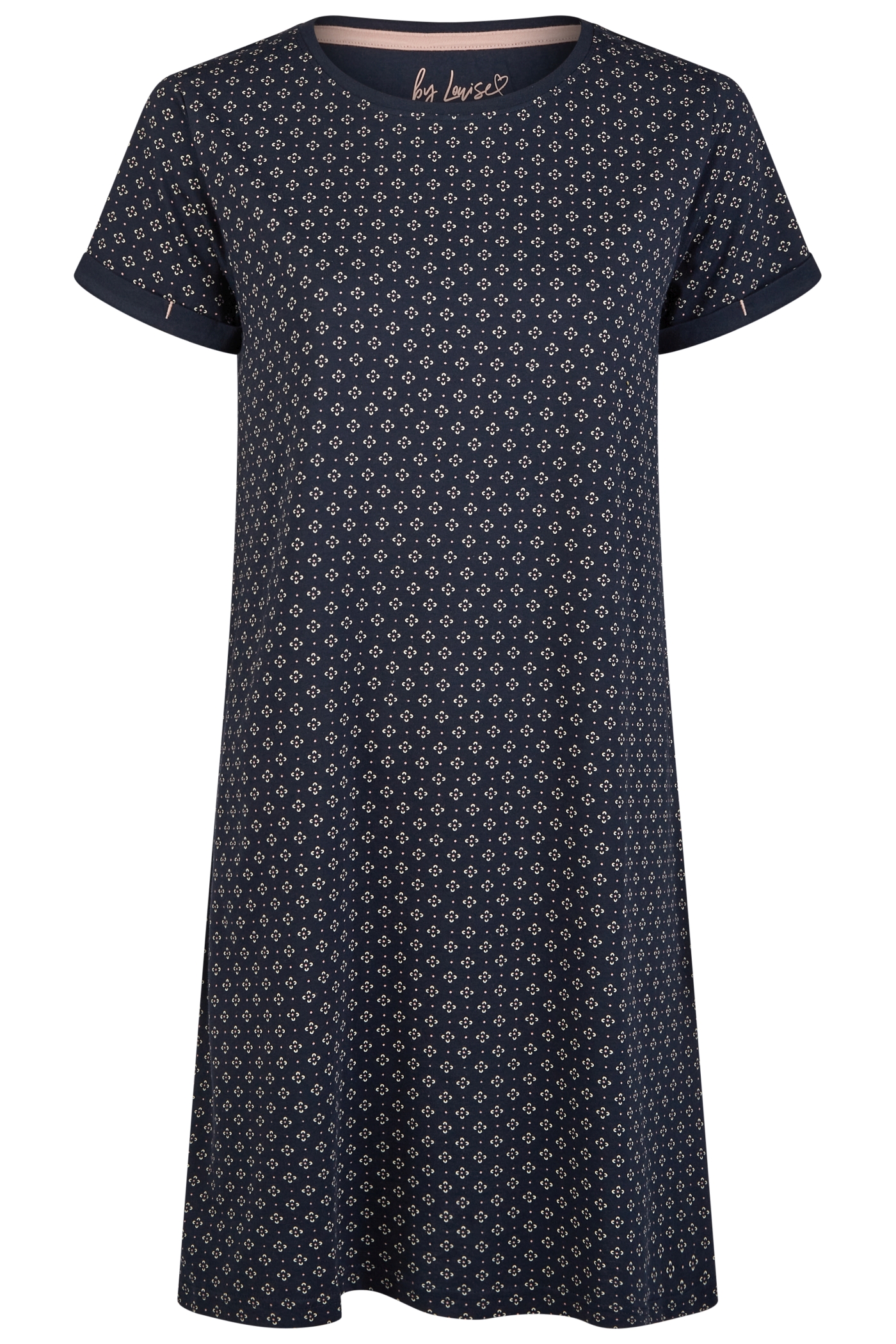 Damen Halbarm Sleepshirt navy print