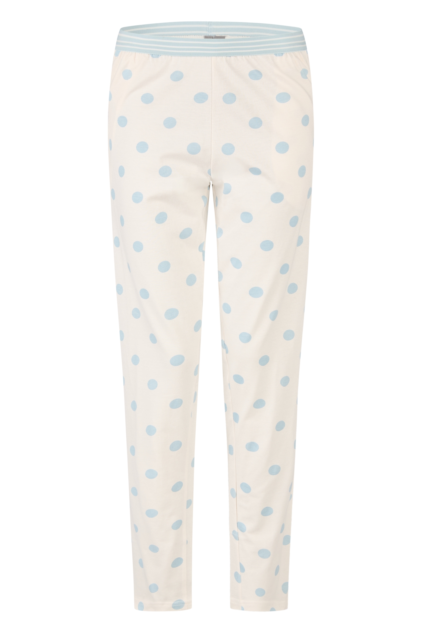Damen Pyjama Lang Hellblau Punkte