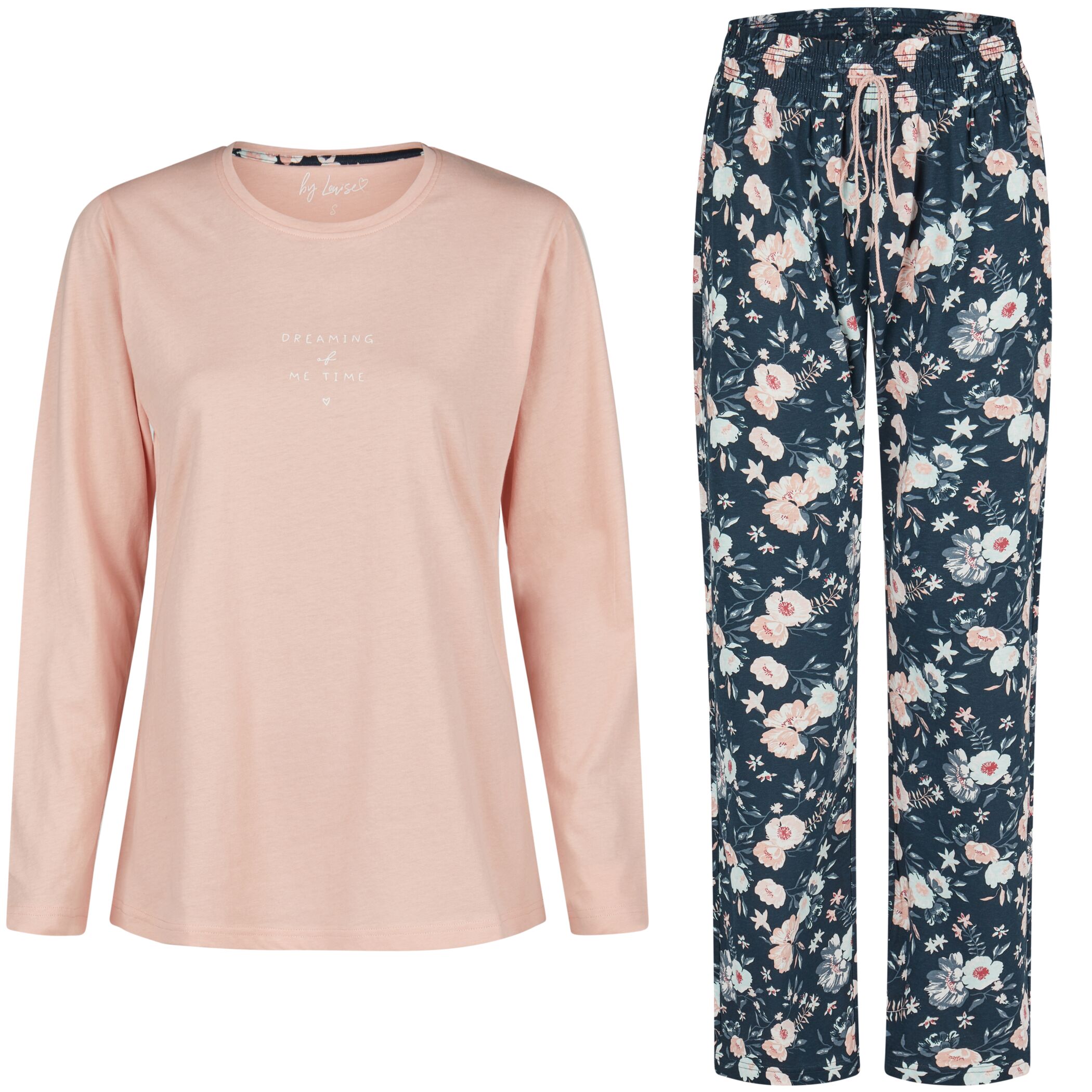 Ladies long-sleeved sleepshirt navy print