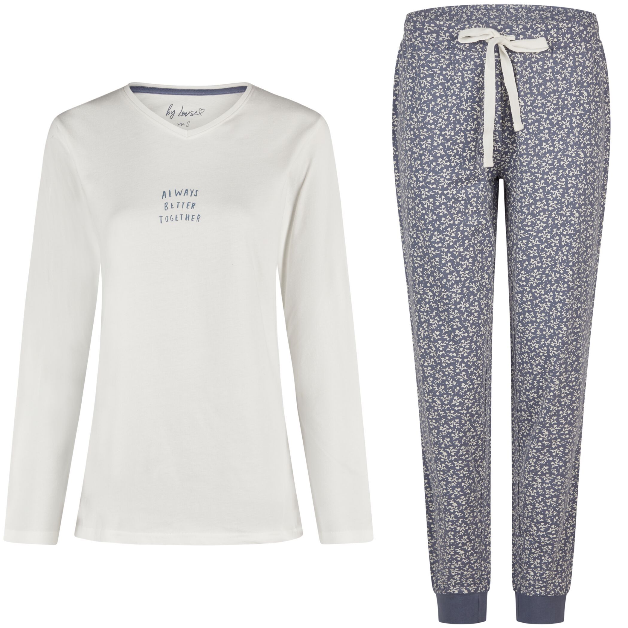 Ladies long-sleeved sleepshirt navy print