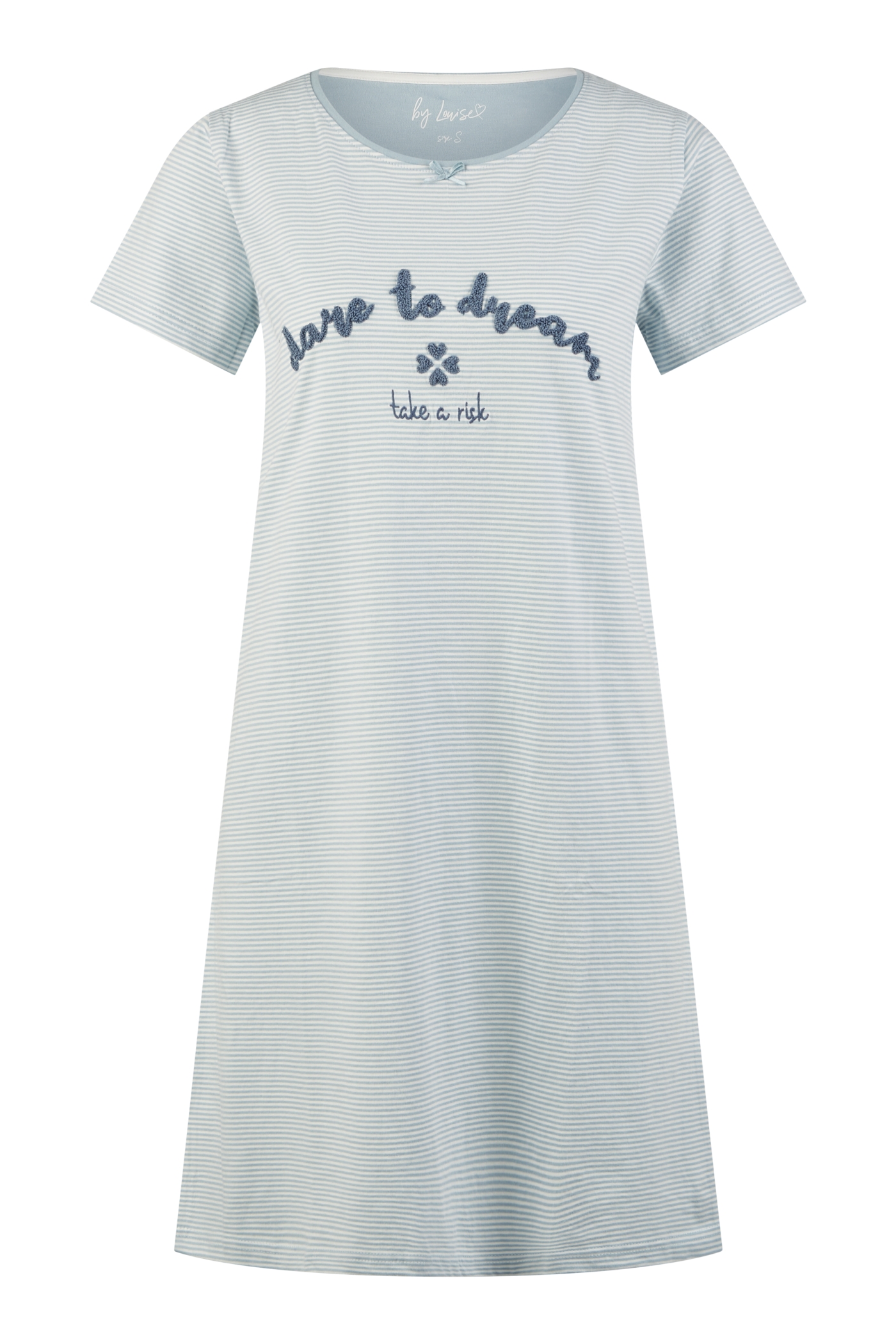 Damen Sleepshirt Halbarm gestreift Blau
